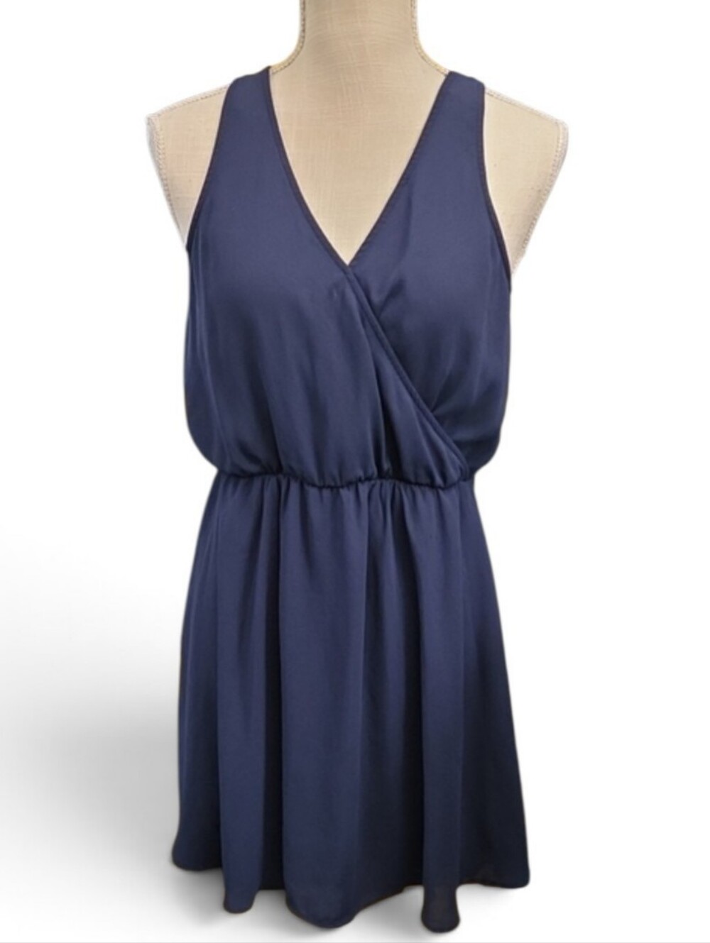 Lush Navy Blue Sleeveless V-Neck Mini Dress